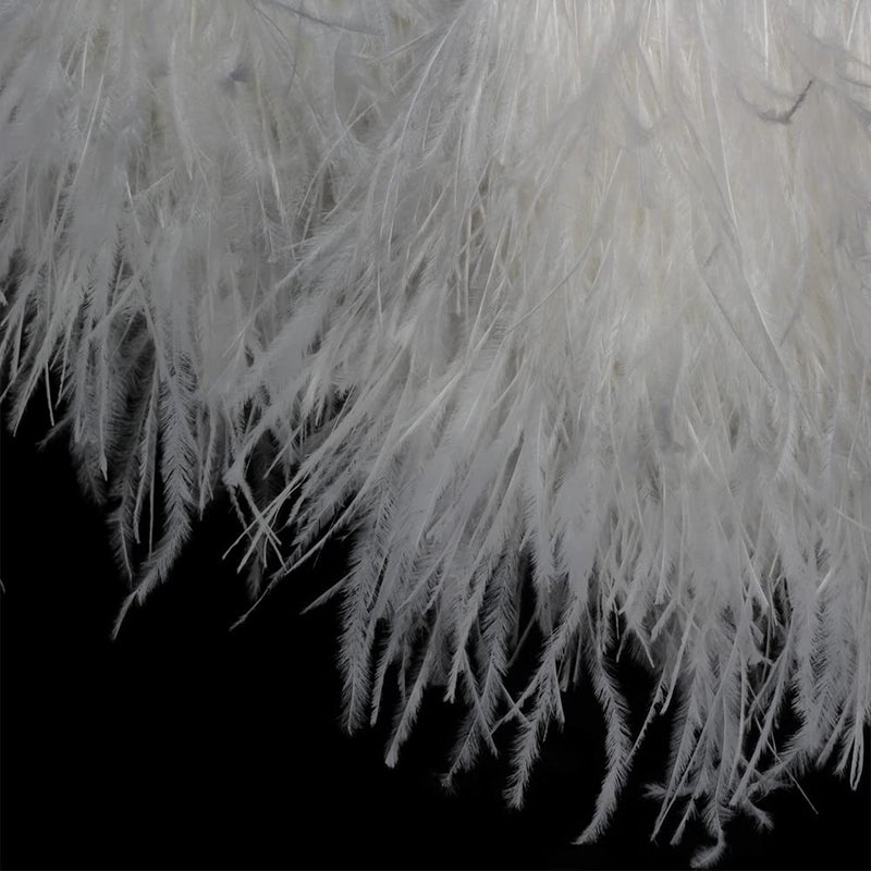 AMZTKDIY Ostrich Feathers Sewing Fringe Trim Ribbon For Crafts Clothes Accessories Latin Wedding Dress Diy 2-5 Yards 3-4Inch Width (2 Yards  White) - Image 4