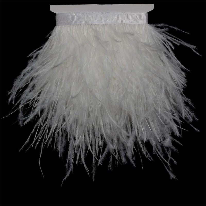 AMZTKDIY Ostrich Feathers Sewing Fringe Trim Ribbon For Crafts Clothes Accessories Latin Wedding Dress Diy 2-5 Yards 3-4Inch Width (2 Yards  White) - Image 1