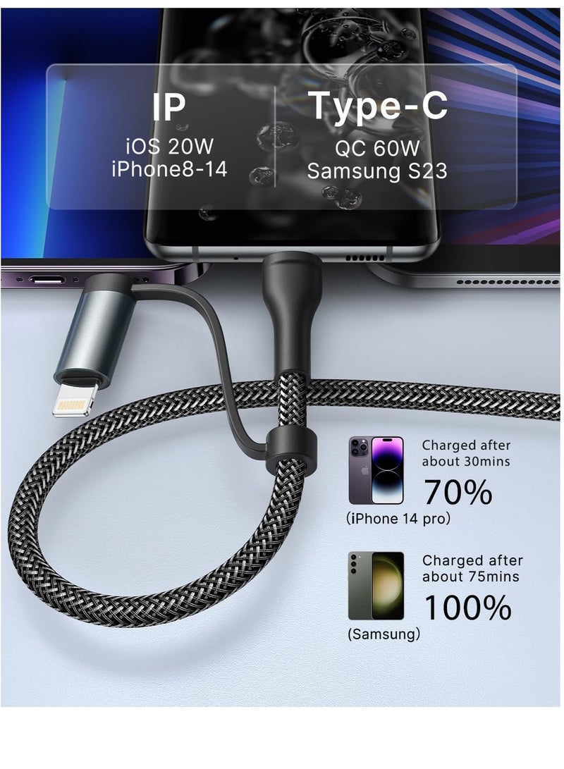 KASTWAVE USB C Lightning Adapter Cable, USB C to USB C Adapter 60W PD [Fast Charging & Data Sync] 4 in 1 Multi Charger Cord for iPhone 14 13 12,MacBook Pro 2023 iPad Mini 6/Pro,Samsung Galaxy S22 S21 S20 - Image 3