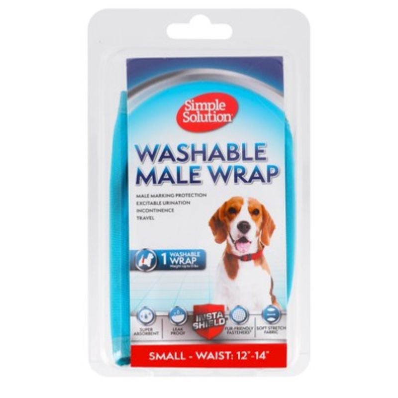 Simple Solution Small Blue Washable Wrap (12-14 Inches) for Male Dogs (Up to 6.8kg) , 1 pcs