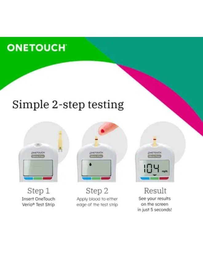 OneTouch Verio Flex Blood Glucose Monitor with 10 Free Verio strips - Image 4