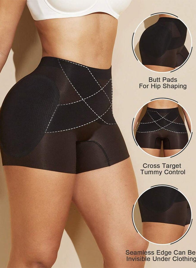 Women's High Waist Butt Padded Shapewear Shorts, Tummy Control Hip Enhancing Body Shaper with Seamless Edge - Image 1