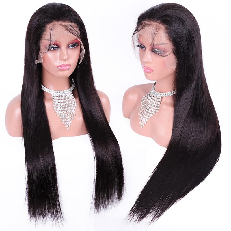 Flady 26 inch Straight HD Lace Front Wigs Human Hair Pre Plucked Bleached Knots 180% Density 13x4 Transparent Lace Frontal wigs Human Hair For Black Women Bone Straight Black Human Hair Wig - Image 4