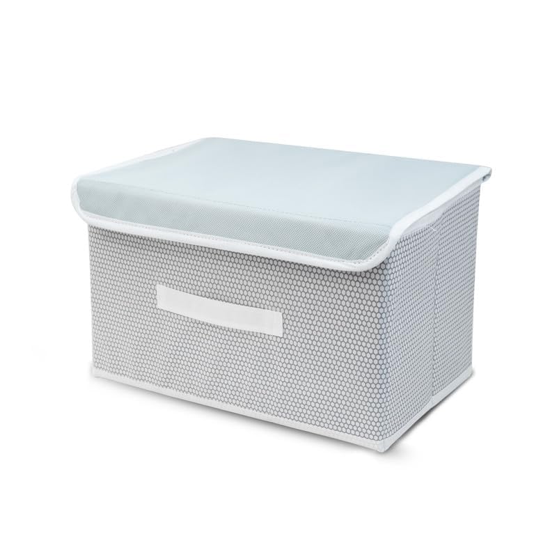 QUAIL NonWoven Large Size Storage Box Wardrobe Closet Organizer Foldable Stackable BasketBins With Lid And Handle Grey Pack of 2 - Image 2