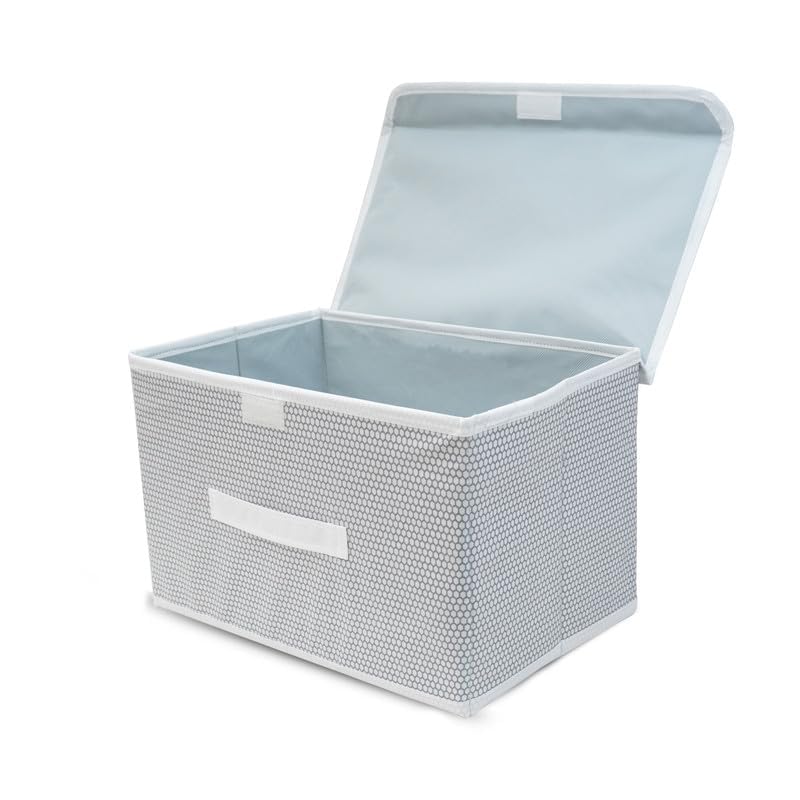 QUAIL NonWoven Large Size Storage Box Wardrobe Closet Organizer Foldable Stackable BasketBins With Lid And Handle Grey Pack of 2 - Image 3