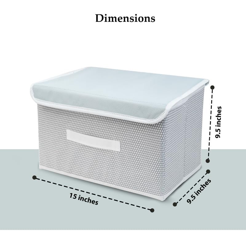 QUAIL NonWoven Large Size Storage Box Wardrobe Closet Organizer Foldable Stackable BasketBins With Lid And Handle Grey Pack of 2 - Image 4