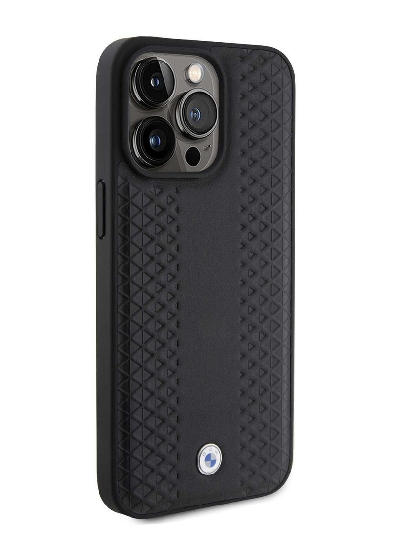 بي إم دبليو حافظة جلدية بنمط الماسة لهاتف آیفون 15 برو - أسود - Image 5