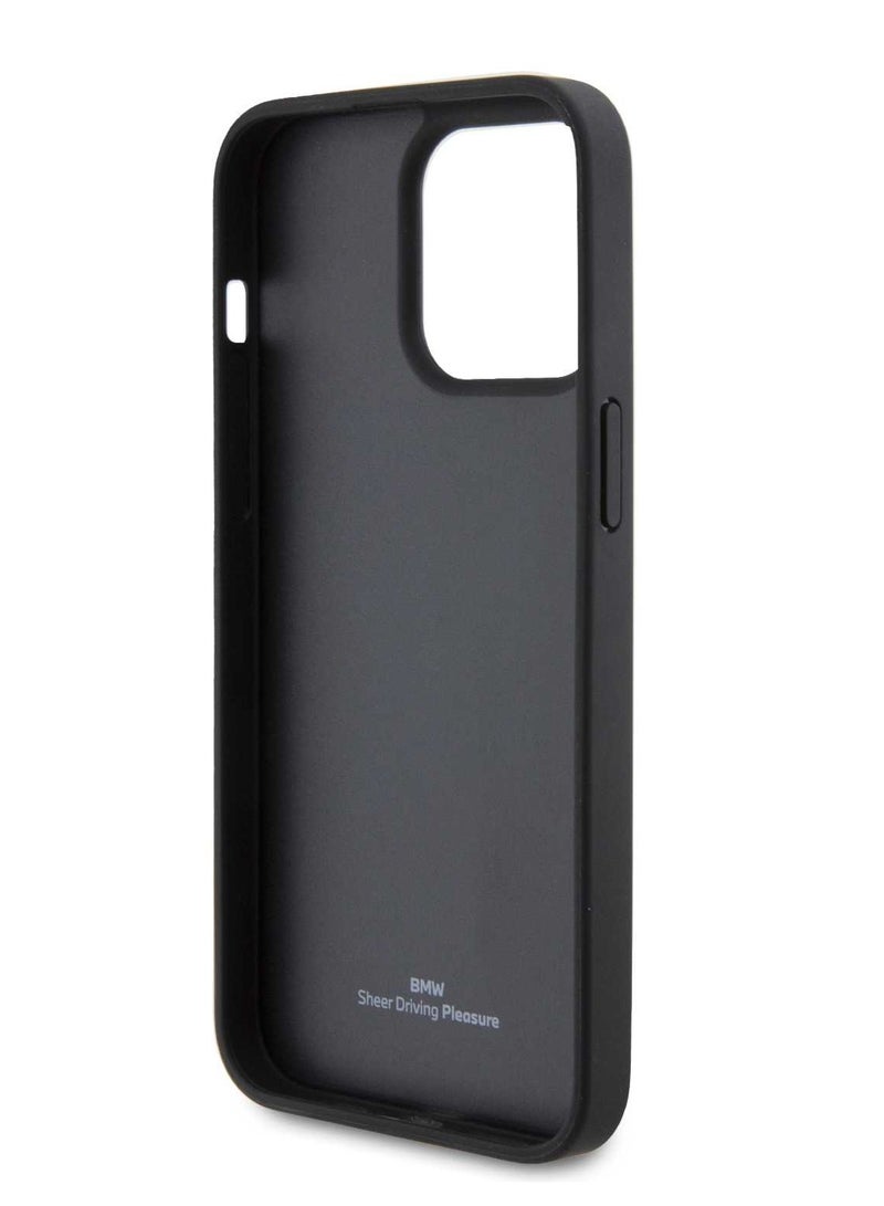 بي إم دبليو حافظة جلدية بنمط الماسة لهاتف آیفون 15 برو - أسود - Image 4