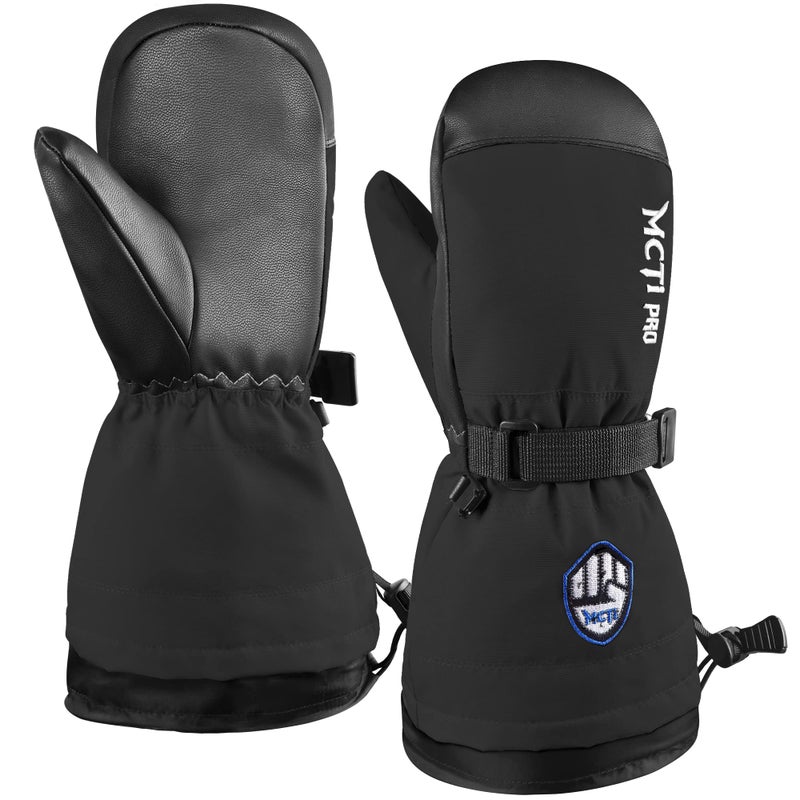MCTi Kids Mittens Waterproof Winter Ski Warm Sherpa Fleece Lined Removable Insert - Image 1