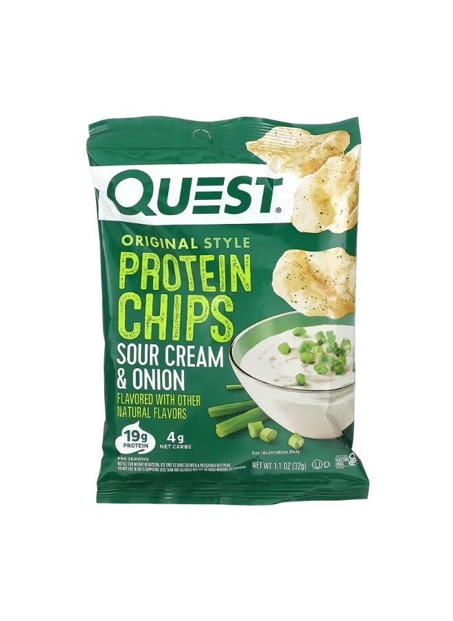 QUEST NUTRITION Original Style Protein Chips Sour Cream and Onion 8 Bags 1.1 oz 32 g Each  - Image 1