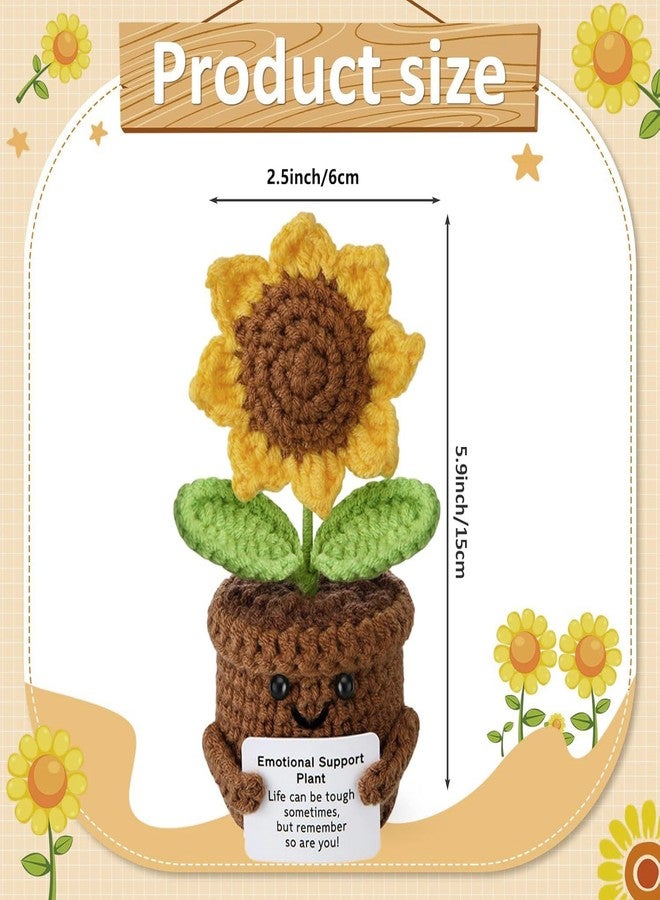 STORE 2508 Handmade Crochet Sunflower in Pot with Motivational Message | Emotional Support Plant Soft Toy | Cute Desk Decor Gift for Kids Adults Home Office - Image 2