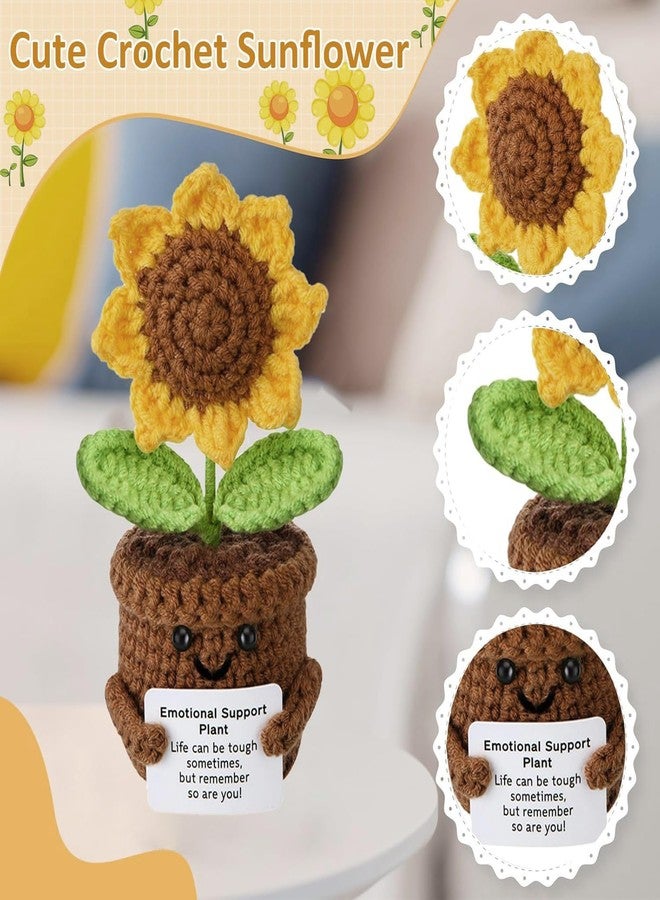 STORE 2508 Handmade Crochet Sunflower in Pot with Motivational Message | Emotional Support Plant Soft Toy | Cute Desk Decor Gift for Kids Adults Home Office - Image 3