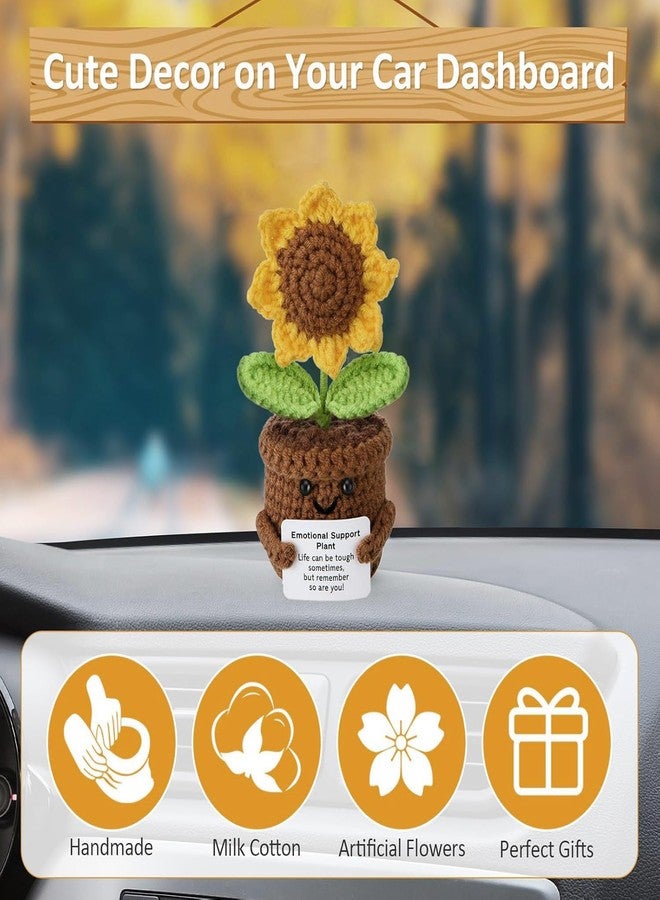 STORE 2508 Handmade Crochet Sunflower in Pot with Motivational Message | Emotional Support Plant Soft Toy | Cute Desk Decor Gift for Kids Adults Home Office - Image 5