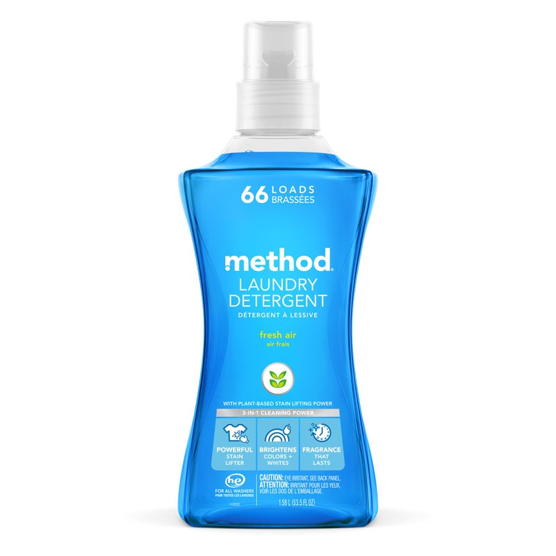 Method Liquid Laundry Detergent, Fresh Air, 66 Loads Per Bottle, Biodegradable Formula, Plant-Based Stain Remover, 53.5 Fl Oz (Pack of 1) - Image 1