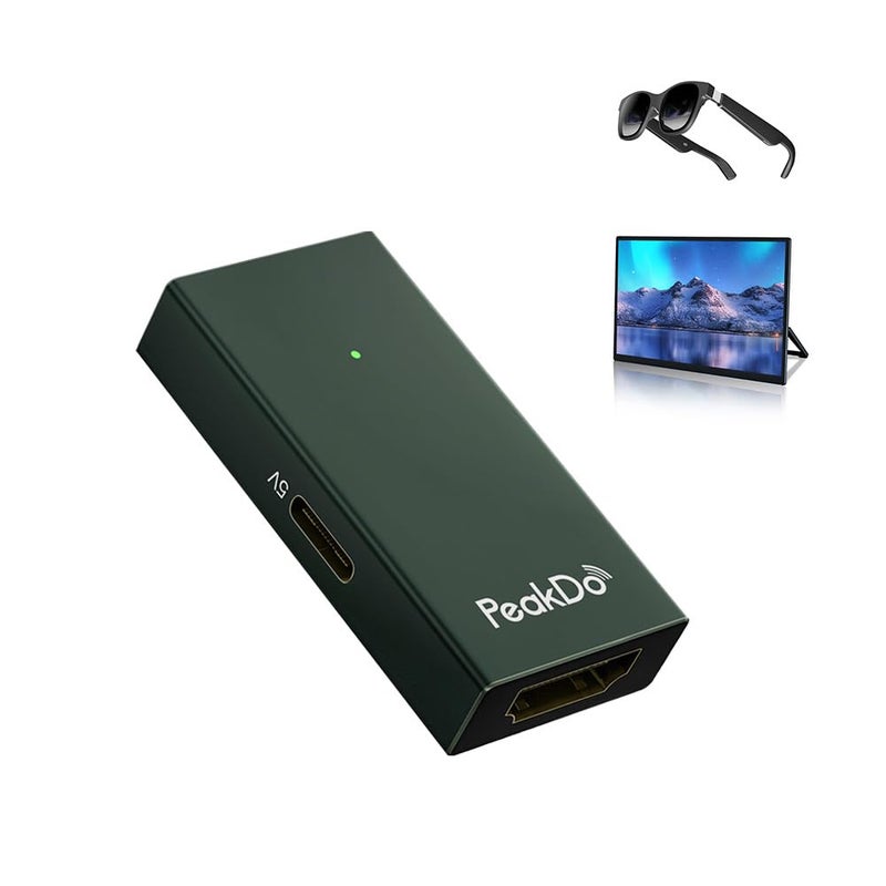 PeakDo HDMI to USB C Adapter 4K@60Hz,HDMI to Type C Adapter for XREAL One/Air 2 Pro/Air 2,Viture Pro/One,RayNeo Air 2s,Rokid AR Glasses,Portable Monitor from PS5/4,Xbox,Laptop,PC,Dark Green - Image 1