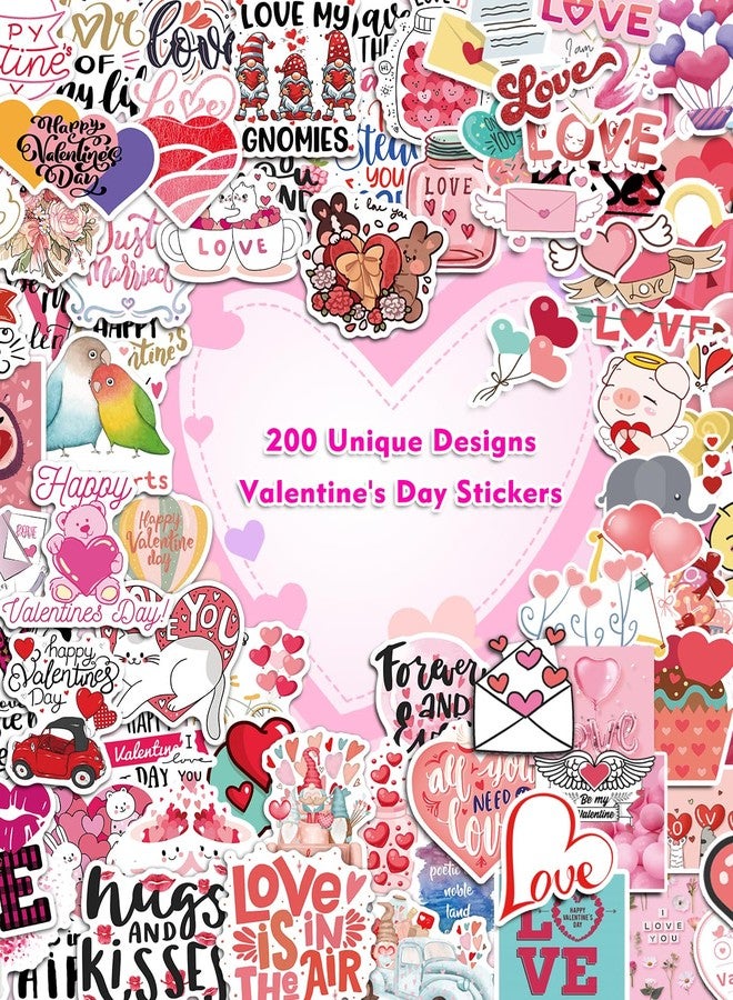 AOWDIAO 200 Pcs Valentine's Day Stickers - Cute Valentines Vinyl Stickers for Kids and Adults - Perfect for Valentines Gifts, Party Favors, and Classroom Exchange - Image 2