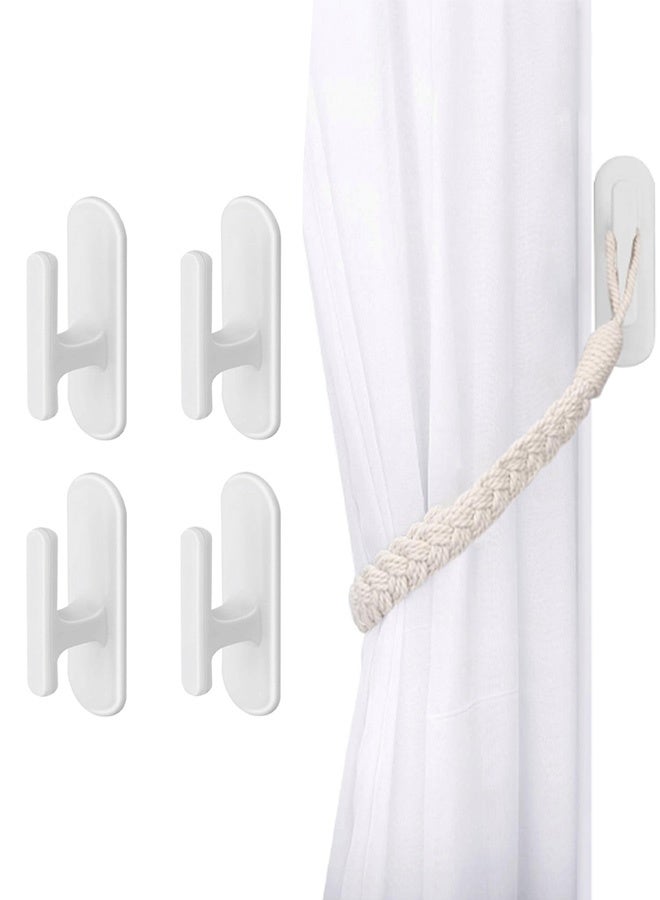 4PCS Window Cord Winder White Safety Back Self Adhesive Curtain Hooks Wrap Cleats, Children Proofing Blind Cord Hooks for Home Office Blinds Curtains Sun Shades Ropes - Image 1