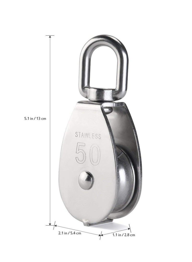 4 Pack M50 Single Pulley Roller - Heavy Duty 304 Stainless Steel Swivel Block with 880Ibs Load Capacity for a Variety Of Applications - Image 3