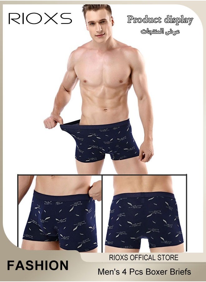 RIOXS - Men's 4 Pack Cotton Boxer Brief Sets Breathable Underwear Soft Stretch Boxer Shorts - Image 1