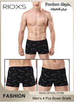 RIOXS Men's 4 Pack Cotton Boxer Brief Sets Breathable Underwear Soft Stretch Boxer Shorts  - Image 2