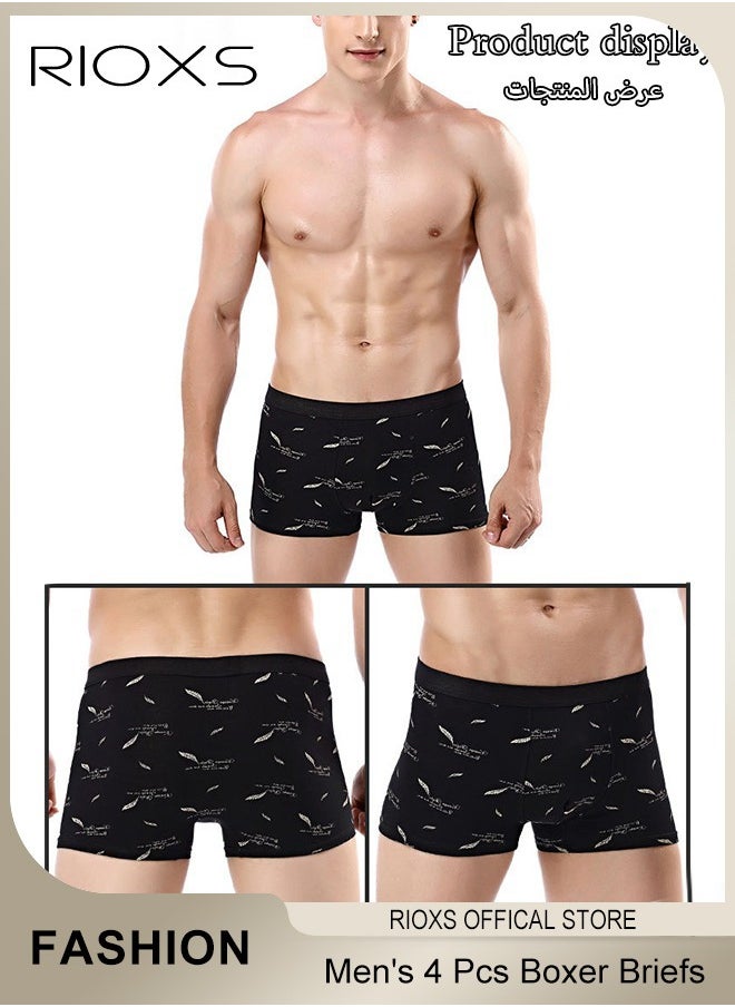 RIOXS - Men's 4 Pack Cotton Boxer Brief Sets Breathable Underwear Soft Stretch Boxer Shorts - Image 1