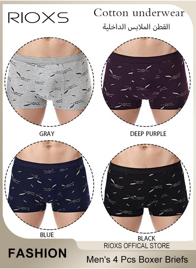RIOXS - Men's 4 Pack Cotton Boxer Brief Sets Breathable Underwear Soft Stretch Boxer Shorts - Image 1