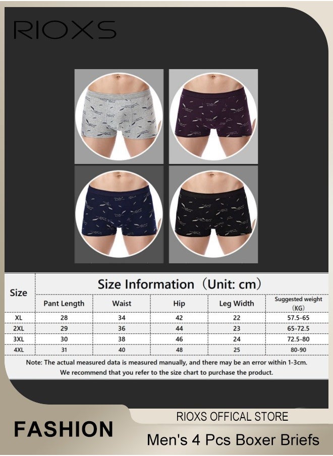 RIOXS - Men's 4 Pack Cotton Boxer Brief Sets Breathable Underwear Soft Stretch Boxer Shorts - Image 1