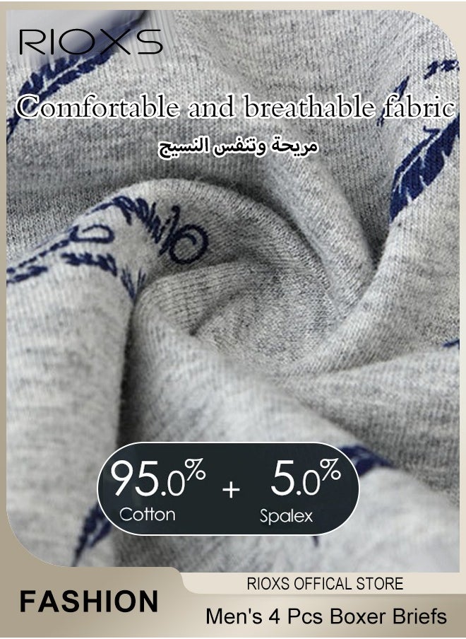 RIOXS - Men's 4 Pack Cotton Boxer Brief Sets Breathable Underwear Soft Stretch Boxer Shorts - Image 1