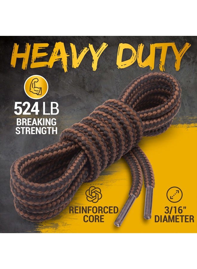Miscly Round Boot Laces [1 Pair] Heavy Duty and Durable Shoelaces for Boots, Work Boots & Hiking Shoes (Black/Brown, 81 inches (206 cm)) - Image 5
