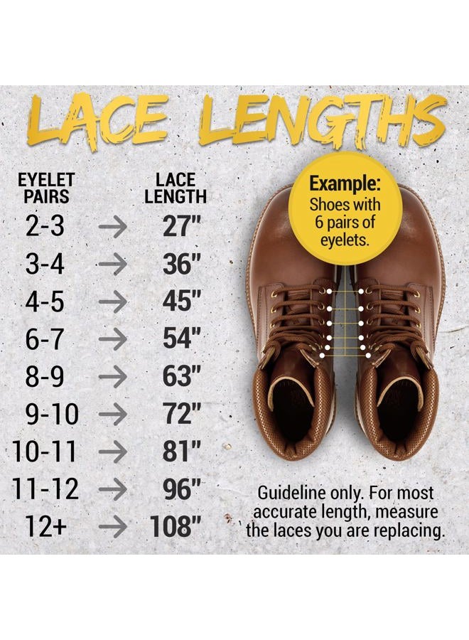 Miscly Round Boot Laces [1 Pair] Heavy Duty and Durable Shoelaces for Boots, Work Boots & Hiking Shoes (Black/Brown, 81 inches (206 cm)) - Image 4