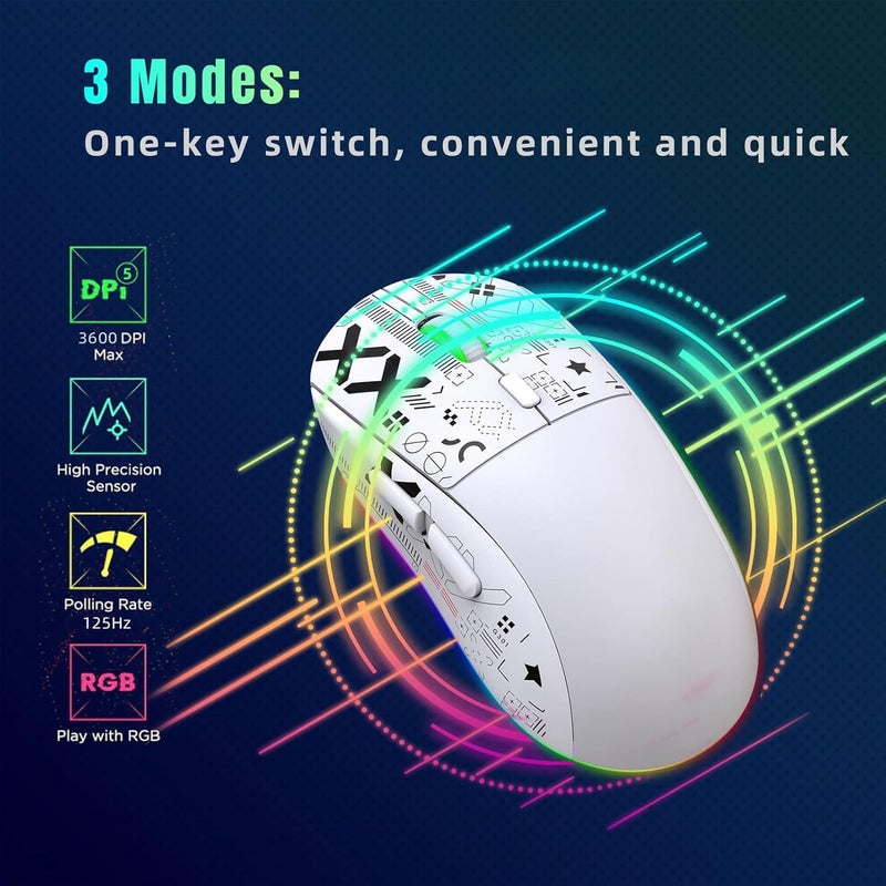 YUEHISY Wireless Gaming Mouse, RGB Light Wireless Mouse with USB Nano Receiver, Silent Click Gaming Mouse for Notebook,PC,Computer - Image 3