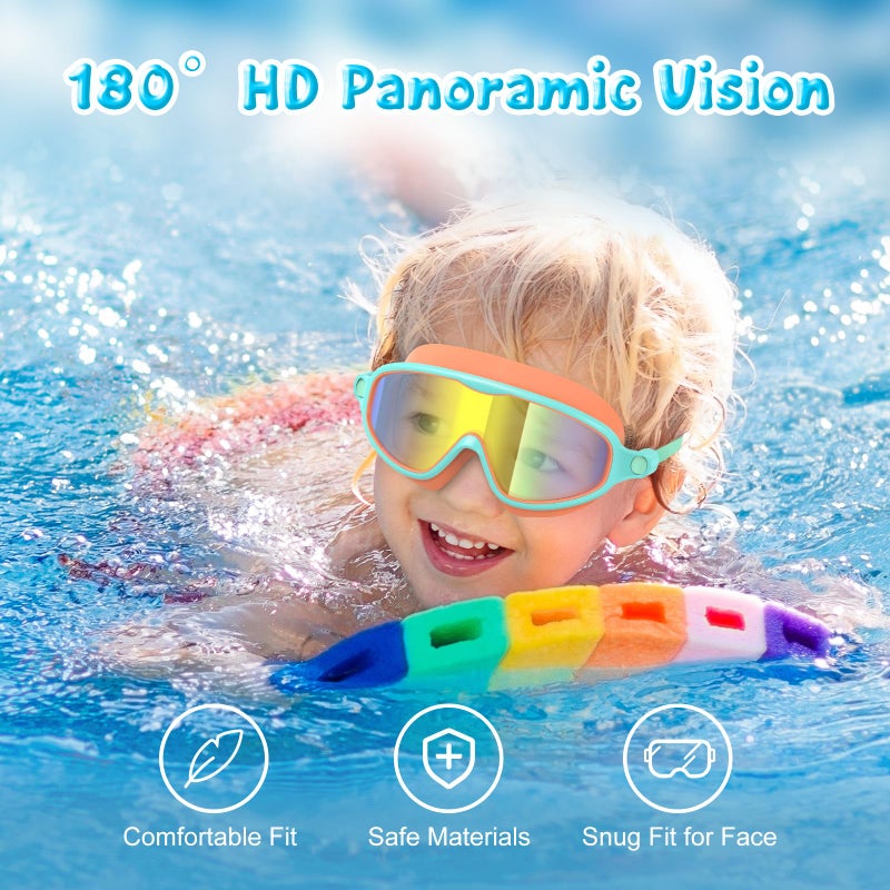 VegoVia 2 Pack Swim Goggles for Kids 6-14, Swimming Pool Goggles for Kids 8-14, Anti-Fog UV Protection for Toddler Youth Teens Boys Girls 6-14, 180Â°Wide View No Leaking for Pool Beach - Image 2