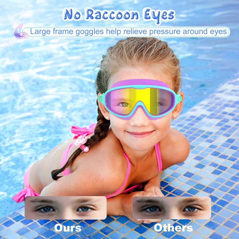 VegoVia 2 Pack Swim Goggles for Kids 6-14, Swimming Pool Goggles for Kids 8-14, Anti-Fog UV Protection for Toddler Youth Teens Boys Girls 6-14, 180Â°Wide View No Leaking for Pool Beach - Image 5