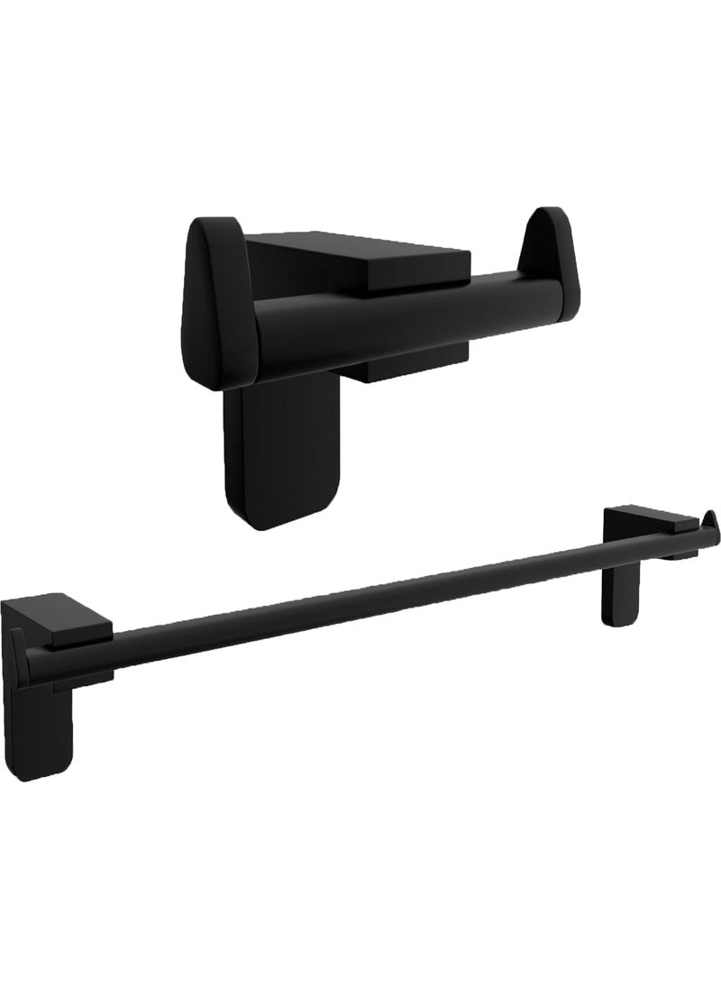 Black Lux 2-Piece Bathroom Set Long Towel Holder Bathrobe Hanger - pzsku/Z29BF29B38832420AAA51Z/45/_/1725724088/3cb3b954-33fd-4527-8ddc-c4660a1fc979