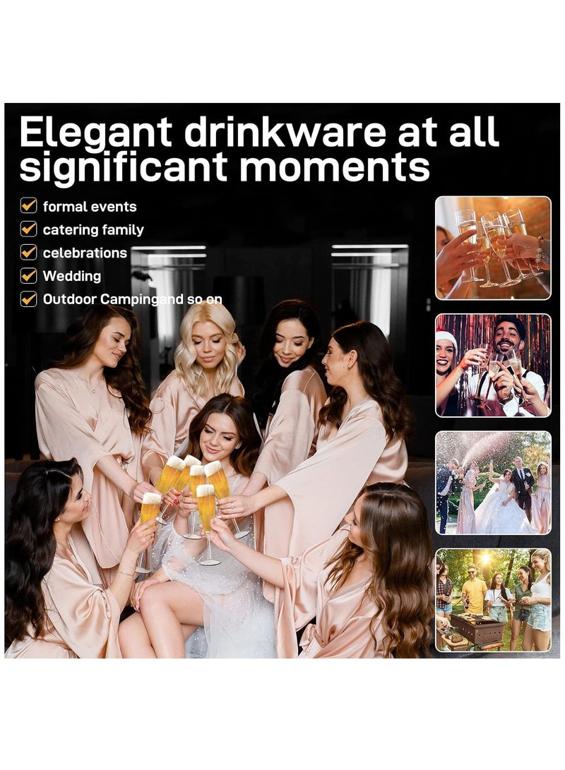 16 Sets of 6oz Clear Plastic Champagne Flutes - Reusable & BPA-Free Disposable Wine Glasses for Celebrations, Anniversaries, Parties, and Weddings - Ideal Cocktail and Mimosa Glasses.  - Image 2