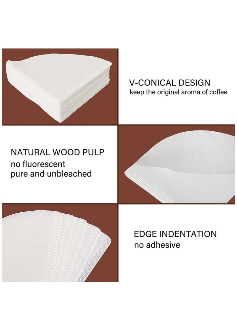 Furtey Coffee Filter 100 pcs Coffee Filter Paper V60 Unbleached Disposable Coffee Filters Paper for Pour Over and Drip Coffee Maker (2-4 Cups)  - Image 4