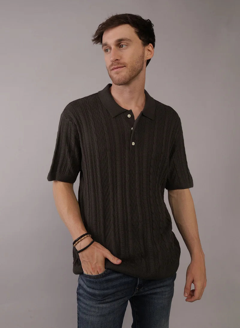 امريكان ايجل Textured Polo Neck Sweater