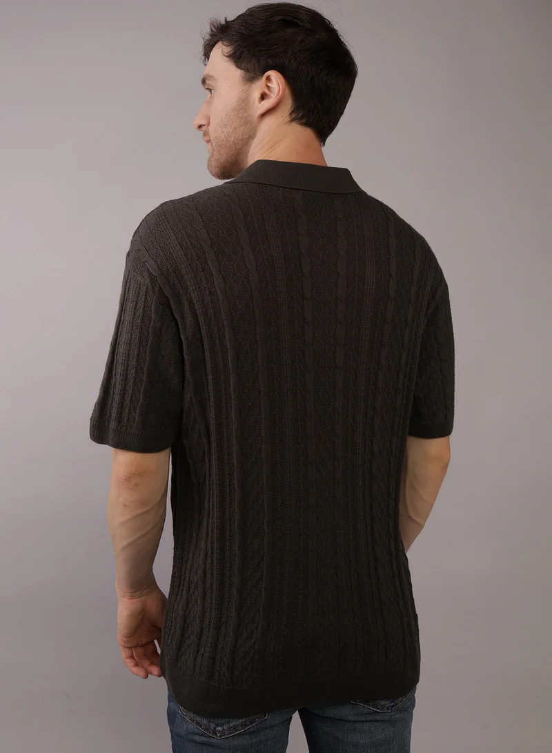 امريكان ايجل Textured Polo Neck Sweater