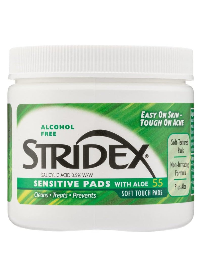 Stridex - Stridex Daily Acne Care Pads with Aloe Vera - Sensitive Skin - 55 Count - Image 1