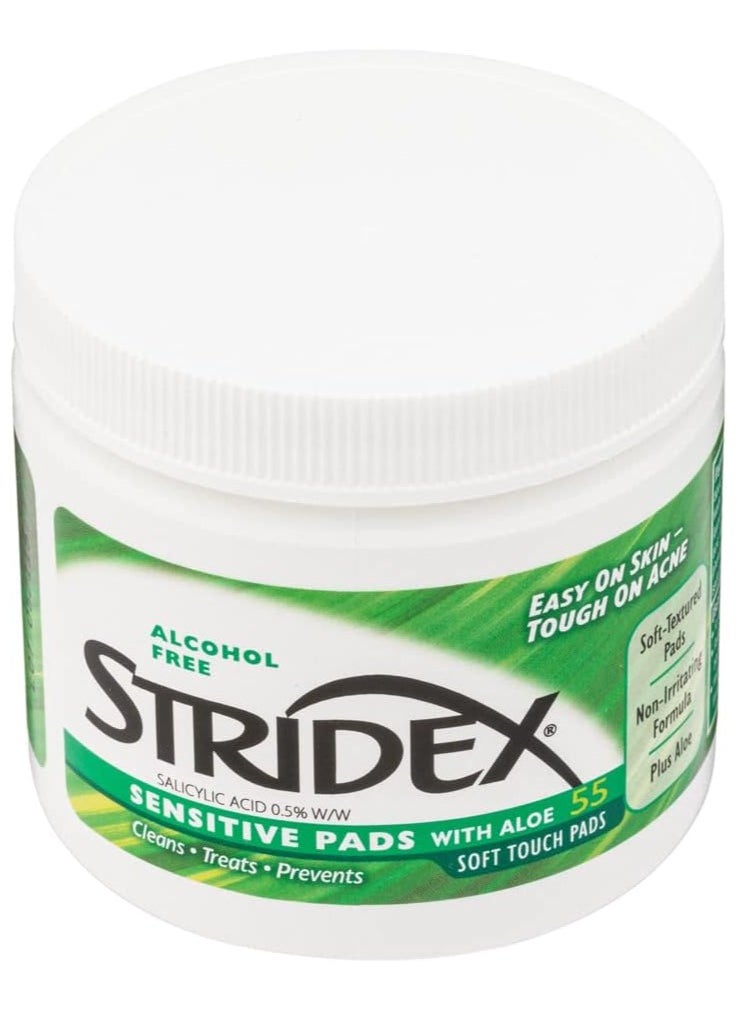 Stridex - Stridex Daily Acne Care Pads with Aloe Vera - Sensitive Skin - 55 Count - Image 1