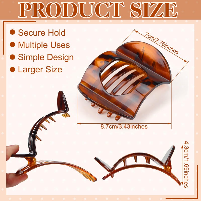 ProSuites 6 Pack Large Flat Hair Clips for Women Girls, Strong Hold French Claw Clips for Thin Hair, Minimalist Hair Accessories for Work/Travel (Tortoiseshell) - Image 2
