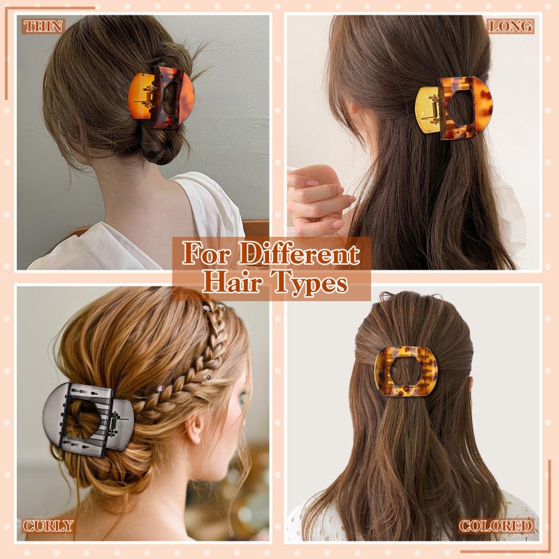 ProSuites 6 Pack Large Flat Hair Clips for Women Girls, Strong Hold French Claw Clips for Thin Hair, Minimalist Hair Accessories for Work/Travel (Tortoiseshell) - Image 5