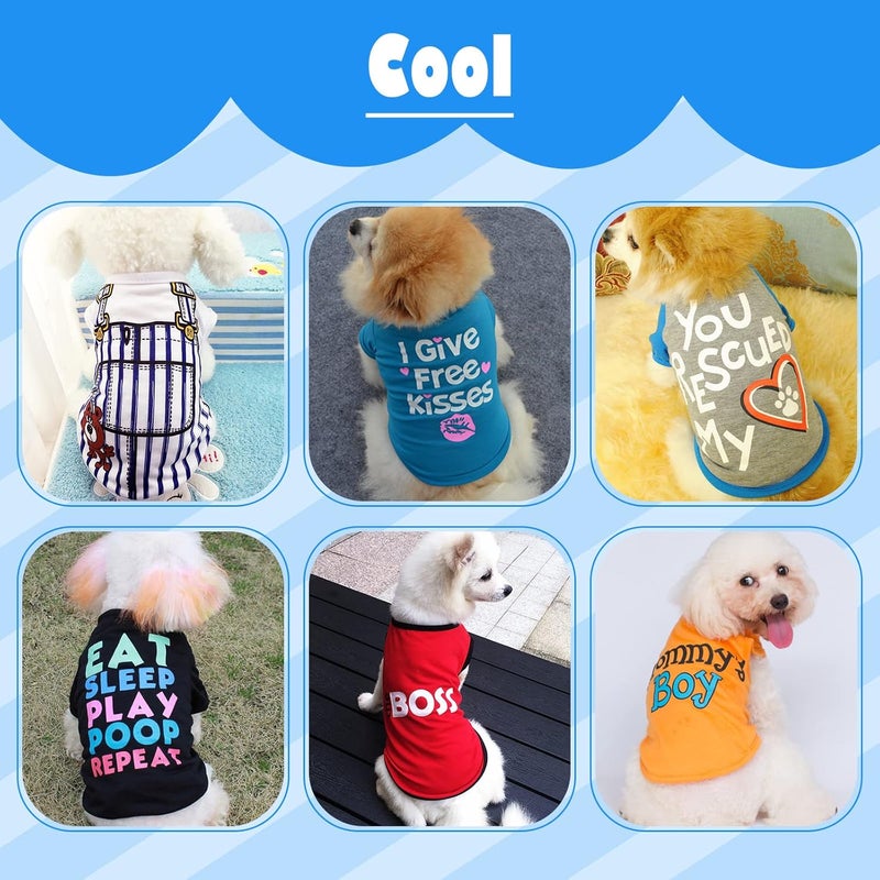 KATOLK 6 Pack Dog Clothes for Small Dogs Boy and Girl, Soft and Breathable Puppy Kitten Dog Shirts with Letters for Pet Cats, Dogs' T-Shirts Apparel Sleeveless Vests for Chihuahua Yorkies - Image 3
