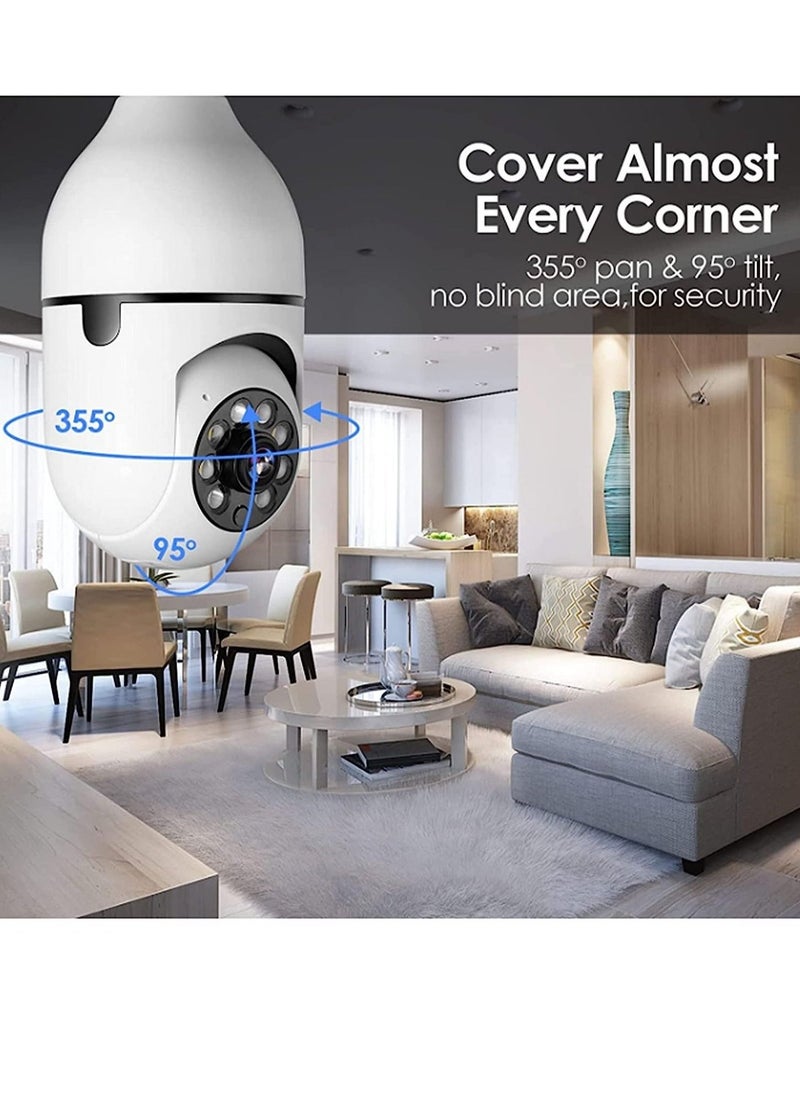 ELTRAZONE 1080P Wireless Tovnet Wifi Pan/Tilt Light Bulb Security Camera, 360 Degrees 3.0MP Cam Home Surveillance CCTV Panoramic IP Camera, with Night Vision - Image 2