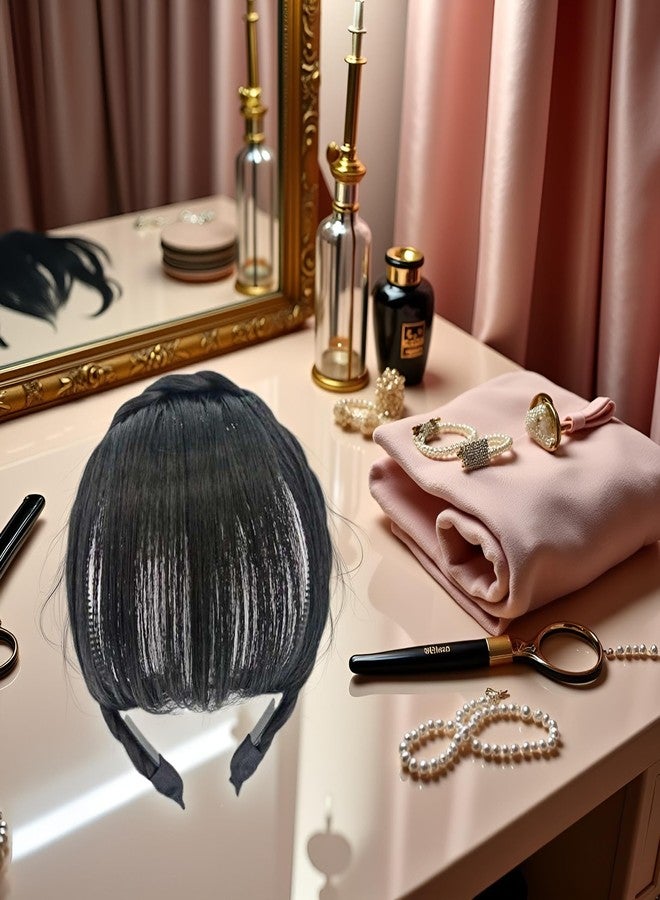 شعر مستعار أسود طبيعي من وينتويناب، غرة صناعية طويلة، مشبك شعر، ربطة شعر صناعية، ربطات شعر للنساء، ربطات شعر عصرية للنساء - Image 3