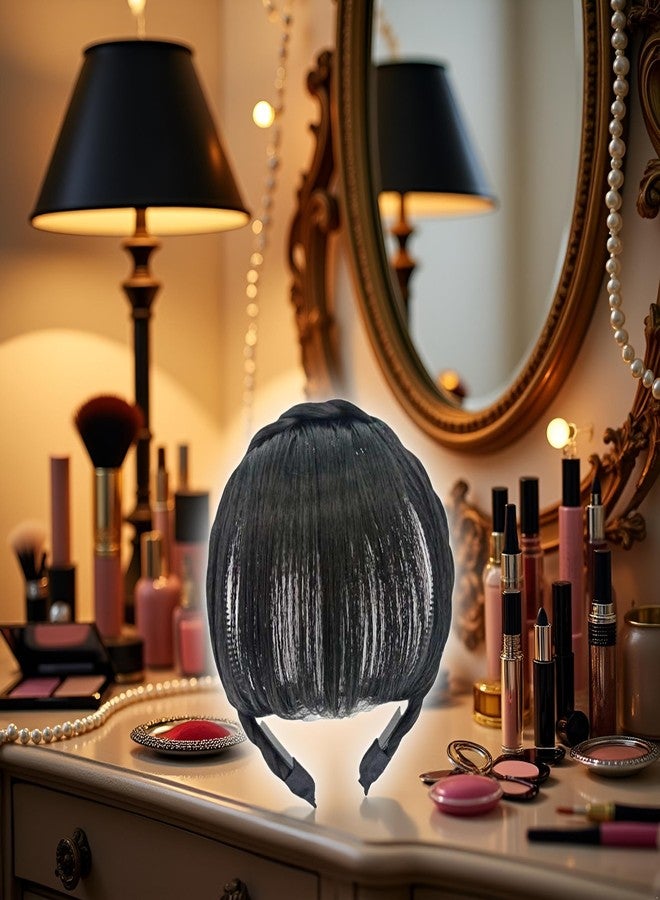 شعر مستعار أسود طبيعي من وينتويناب، غرة صناعية طويلة، مشبك شعر، ربطة شعر صناعية، ربطات شعر للنساء، ربطات شعر عصرية للنساء - Image 5