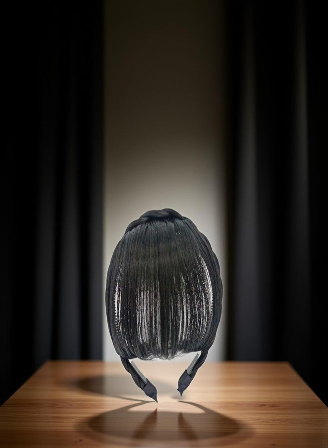 شعر مستعار أسود طبيعي من وينتويناب، غرة صناعية طويلة، مشبك شعر، ربطة شعر صناعية، ربطات شعر للنساء، ربطات شعر عصرية للنساء - Image 4