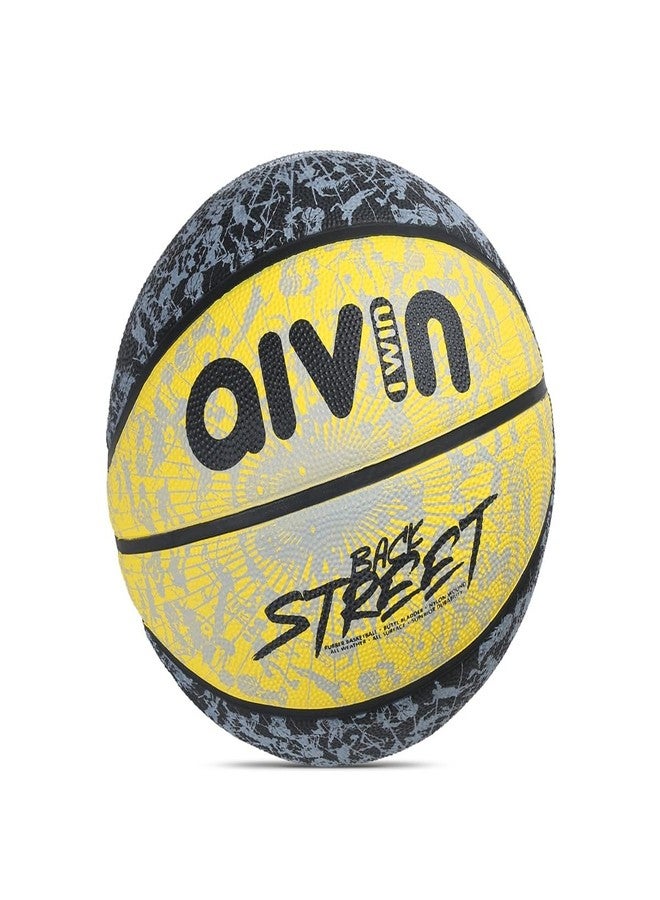 AIVIN كرة سلة Aivin Back Street، كرة سلة مطاطية مصبوبة، للمباريات والتدريبات، كرة خارجية متينة للتدريب، مناسبة لجميع الأسطح، 8 ألواح، مصنوعة من المطاط (أصفر/أسود)، مقاس 7 - Image 4