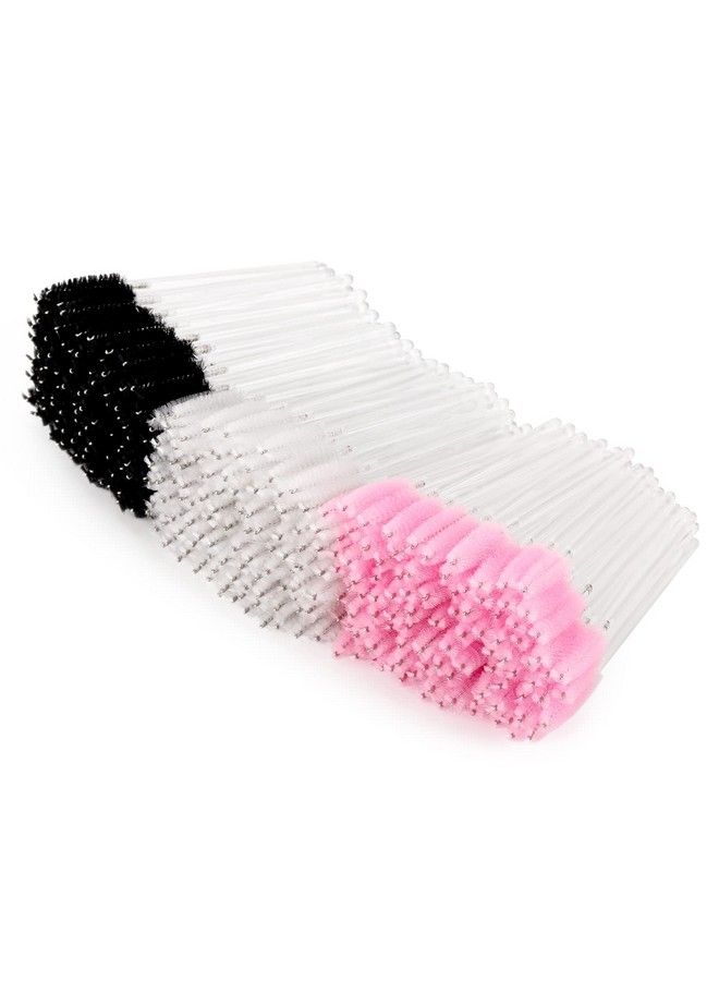 Tbestmax 300 Pcs Disposable Black White Pink Spoolies Mascara Wand Eyelashes Brushes For Eyebrow Eye Lash Extension In Clear Stick - Image 1