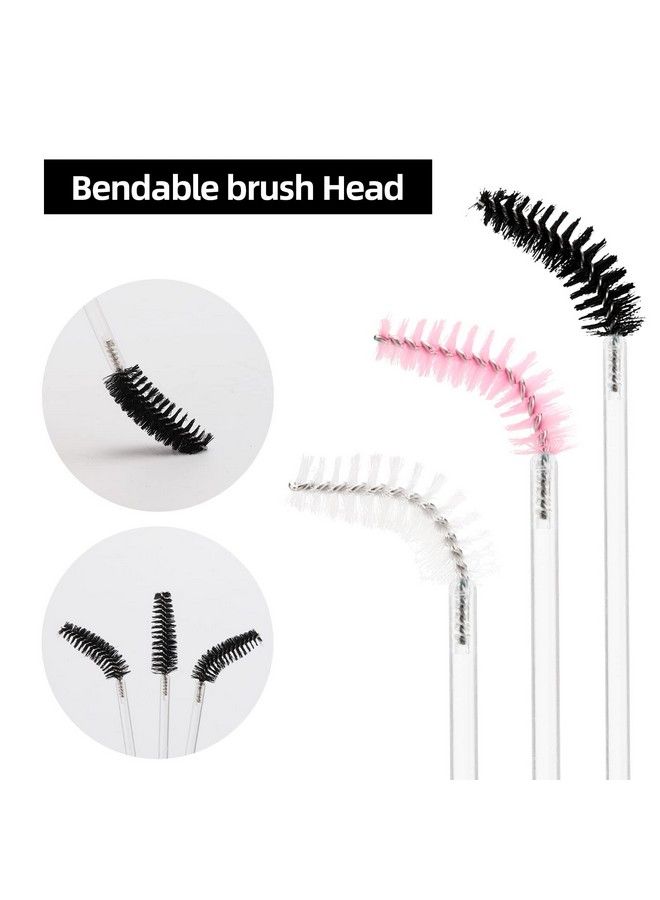 Tbestmax 300 Pcs Disposable Black White Pink Spoolies Mascara Wand Eyelashes Brushes For Eyebrow Eye Lash Extension In Clear Stick - Image 3